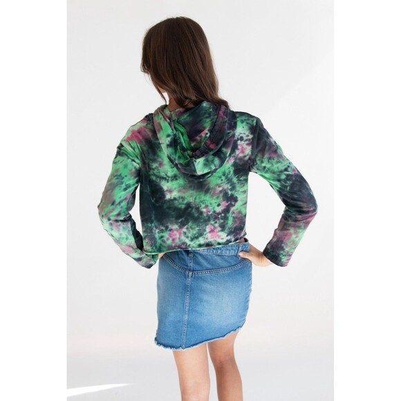 KATHMANDU TRIPPY FROG TIE DYE HOODIE Cropped Women's Medium Mushroom Hippie - Picture 5 of 5